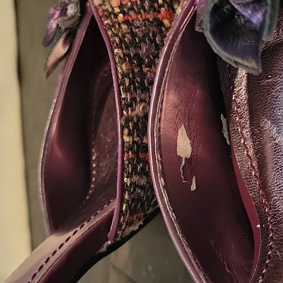 Steve Madden Y2K Tweed Heels Purple Multi Rhinestone Flower Vintage *sz 8.5* - Picture 6 of 8